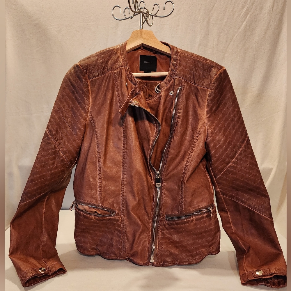 Forever 21 faux-leather jacket in size large